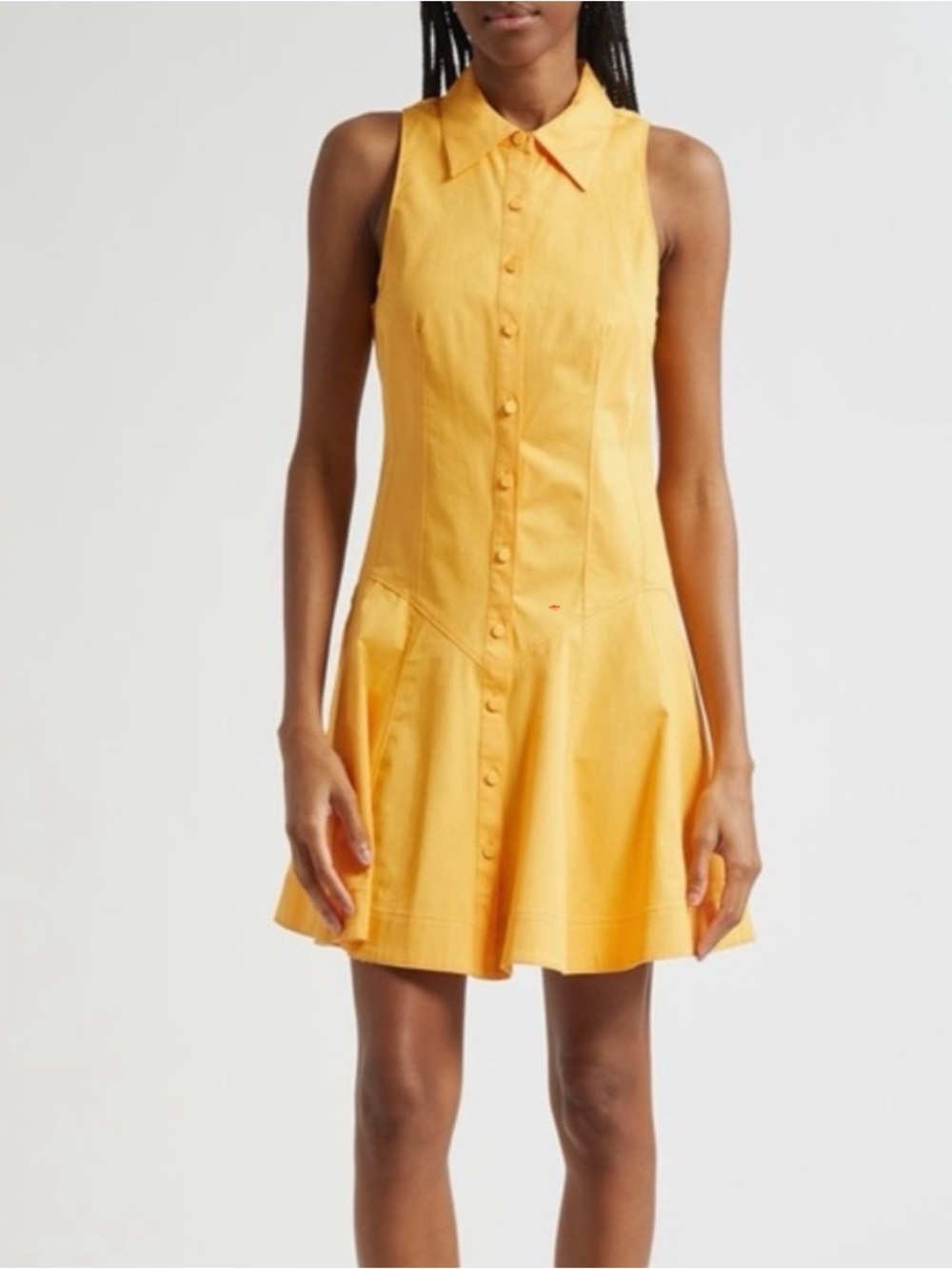 Cinq à Sept Poppy Sleeveless Stretch Twill Shirtdress in Ginger Orange